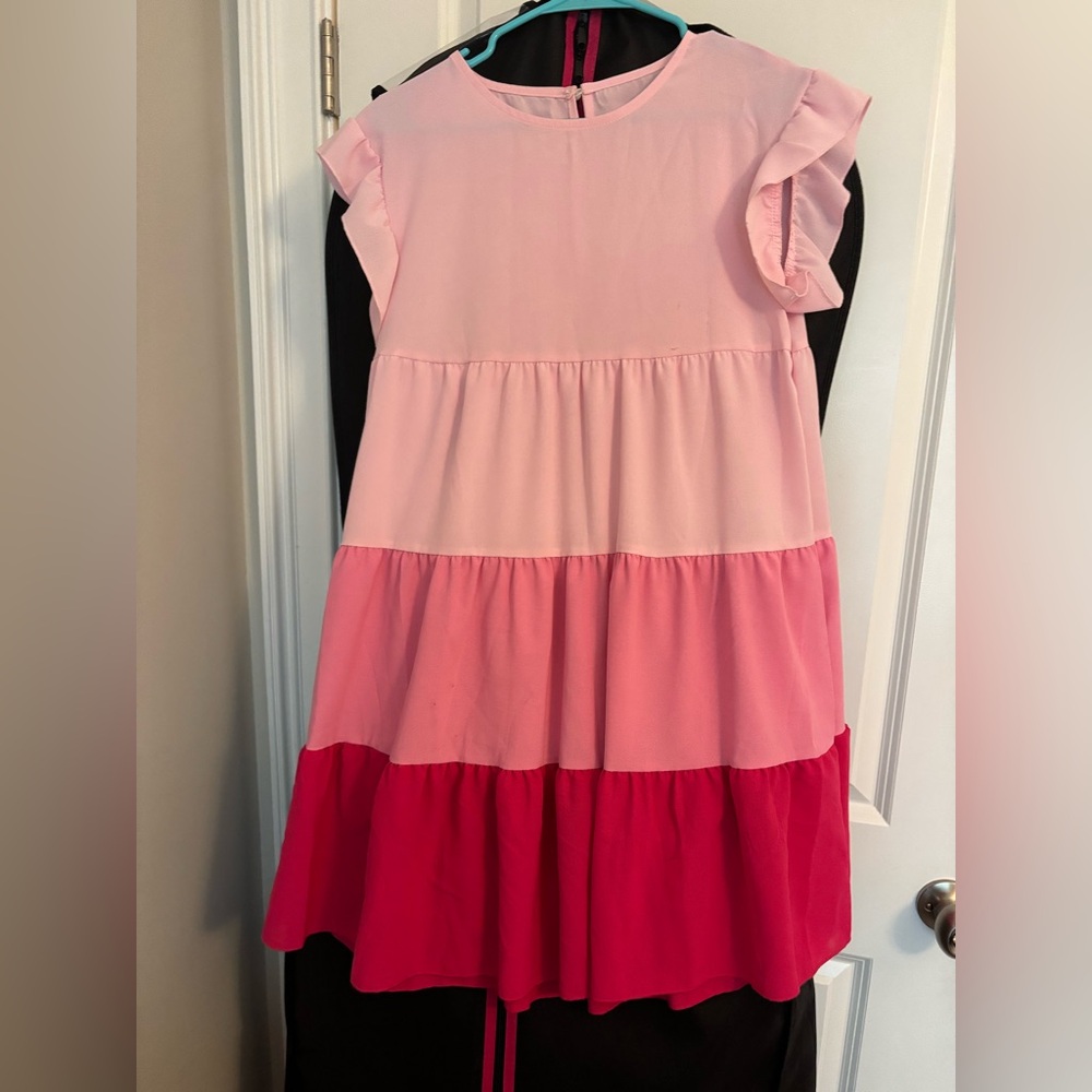 Pink and Red Tiered Women’s Dress